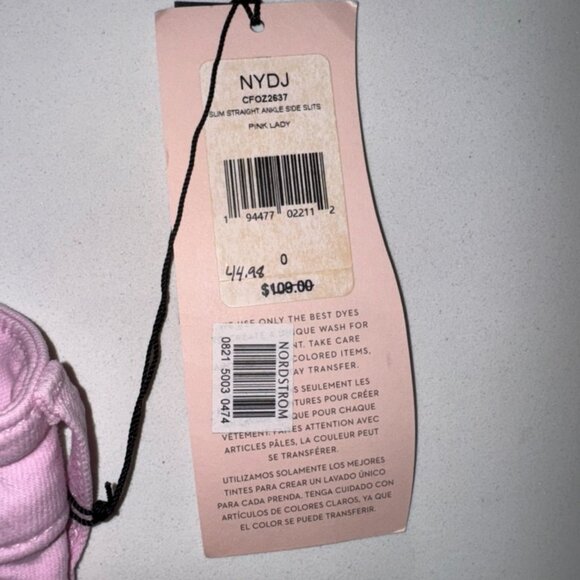 NYDJ Pink Lady Slim Straight Side Slit Jeans Curve 360 0 NWT - Picture 5 of 6